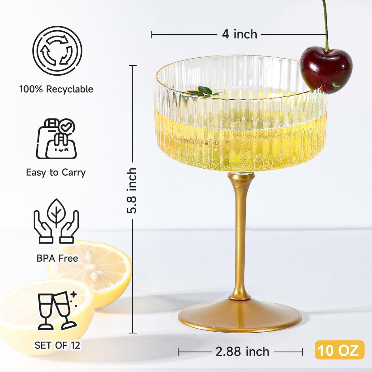 24 Pcs 9 Oz Champagne Martini Glasses Set Z855596