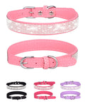 Pink Adjustable Leather Suede Rhinestone Dog Collar F35990