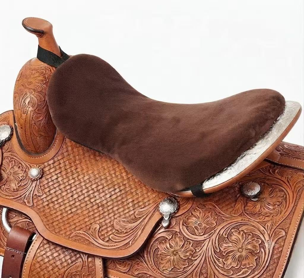 Brown Short Plush Horse Saddle Seat Cushion X50532