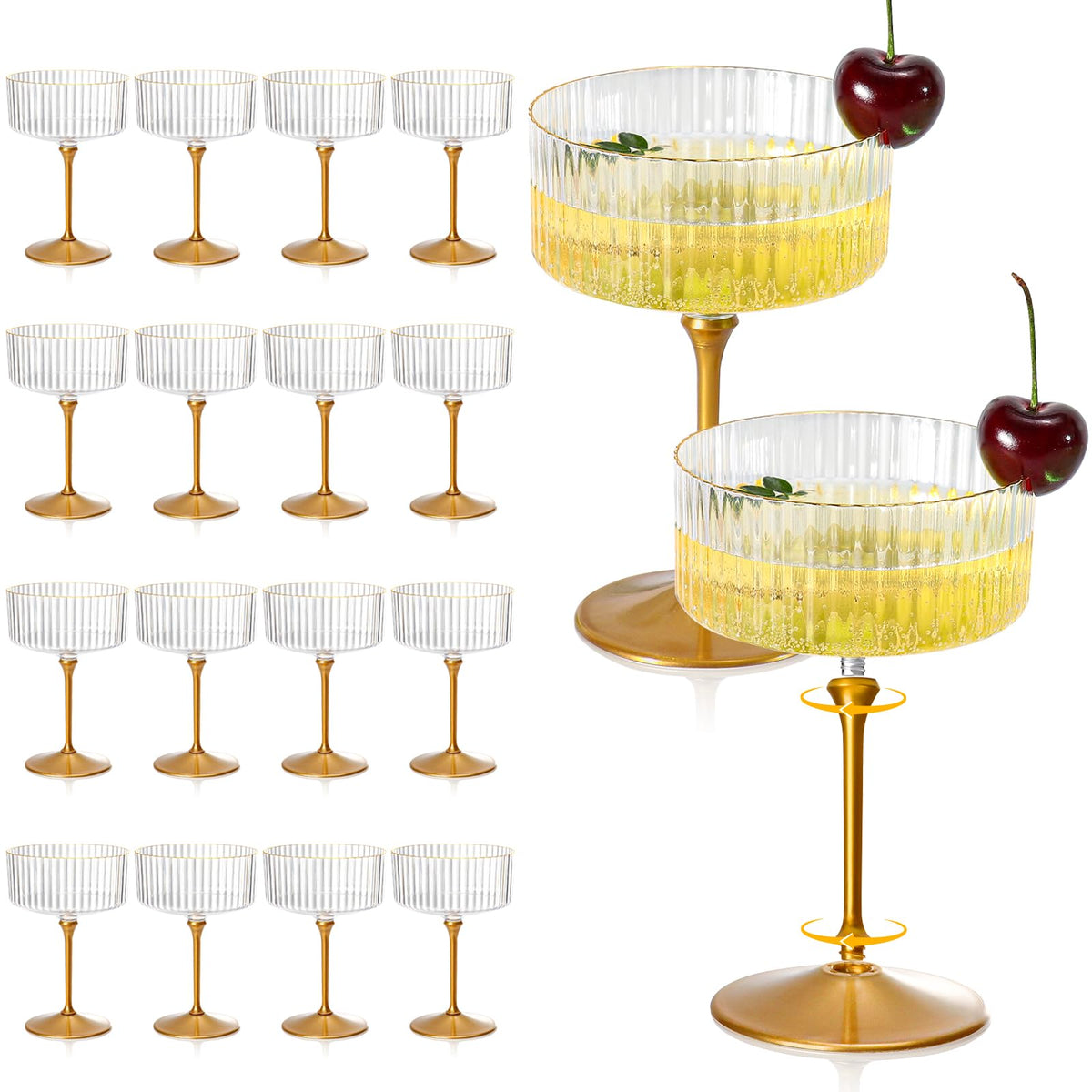 24 Pcs 9 Oz Champagne Martini Glasses Set Z855596