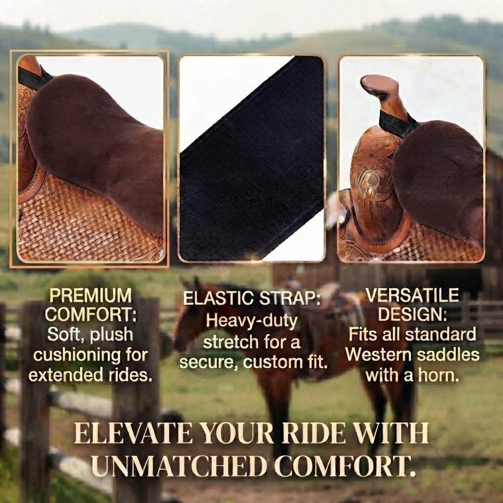 Brown Short Plush Horse Saddle Seat Cushion X50532