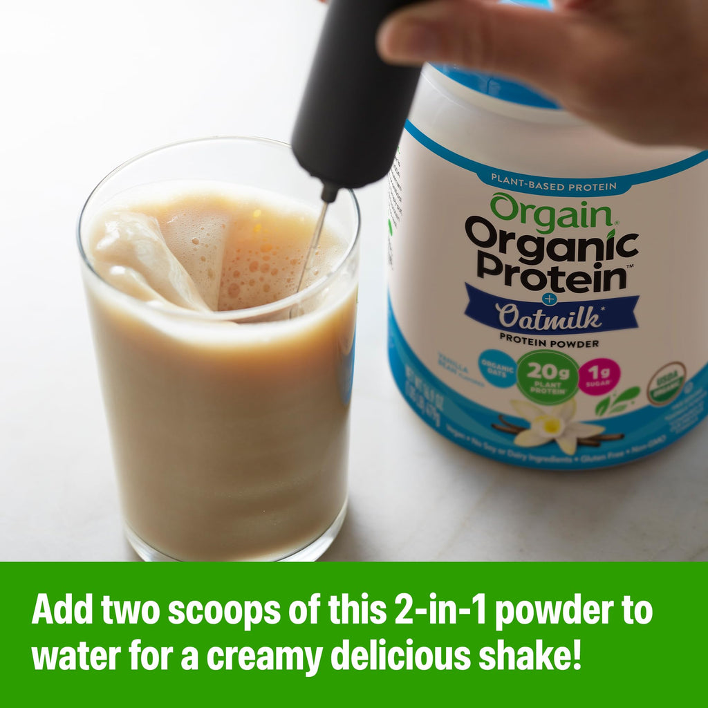 Organic Vegan Protein Powder + Oat Milk, Vanilla Bean, 20g Plant Based Protein, 1.05lb F570814