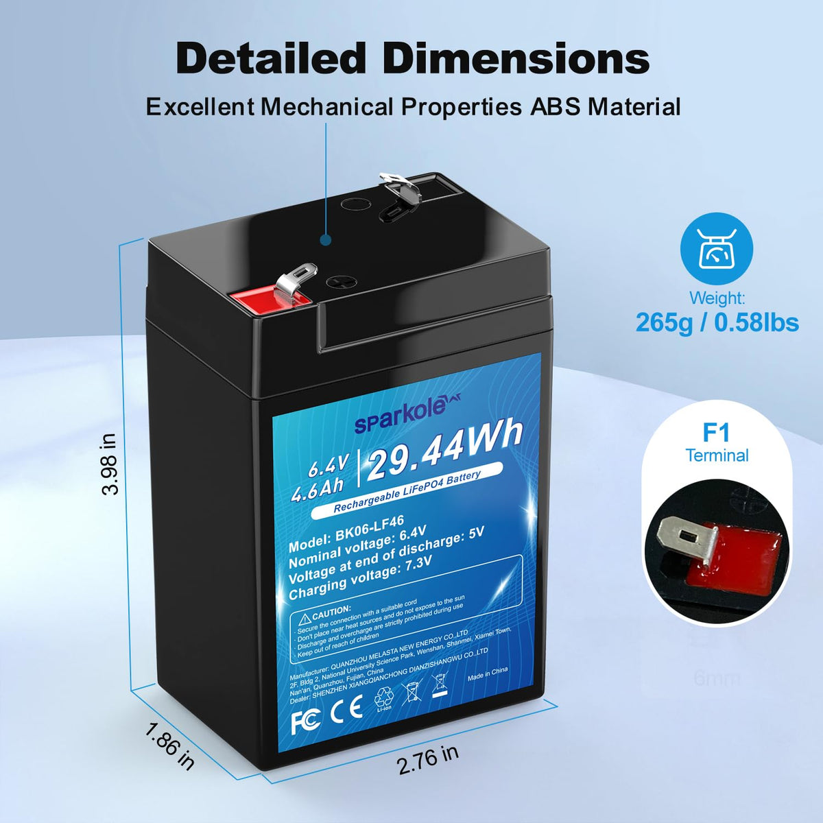 6.4V 4.6Ah LiFePO4 Battery Y64793
