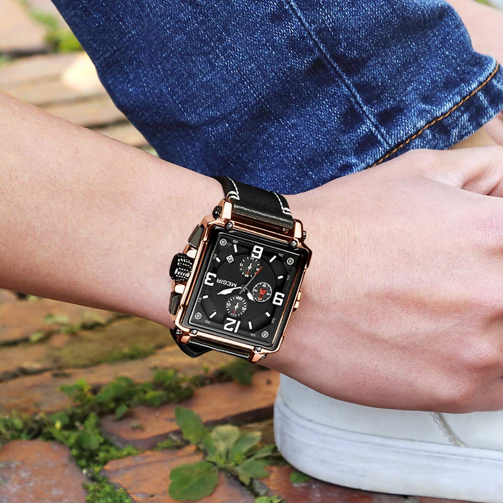Men's Analogue Luminous Quartz Watch with Leather Strap E6850
