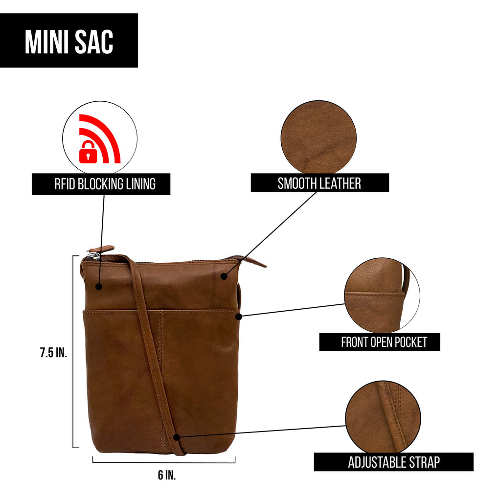 Leather Mini Crossbody Bag with RFID Blocking D79002