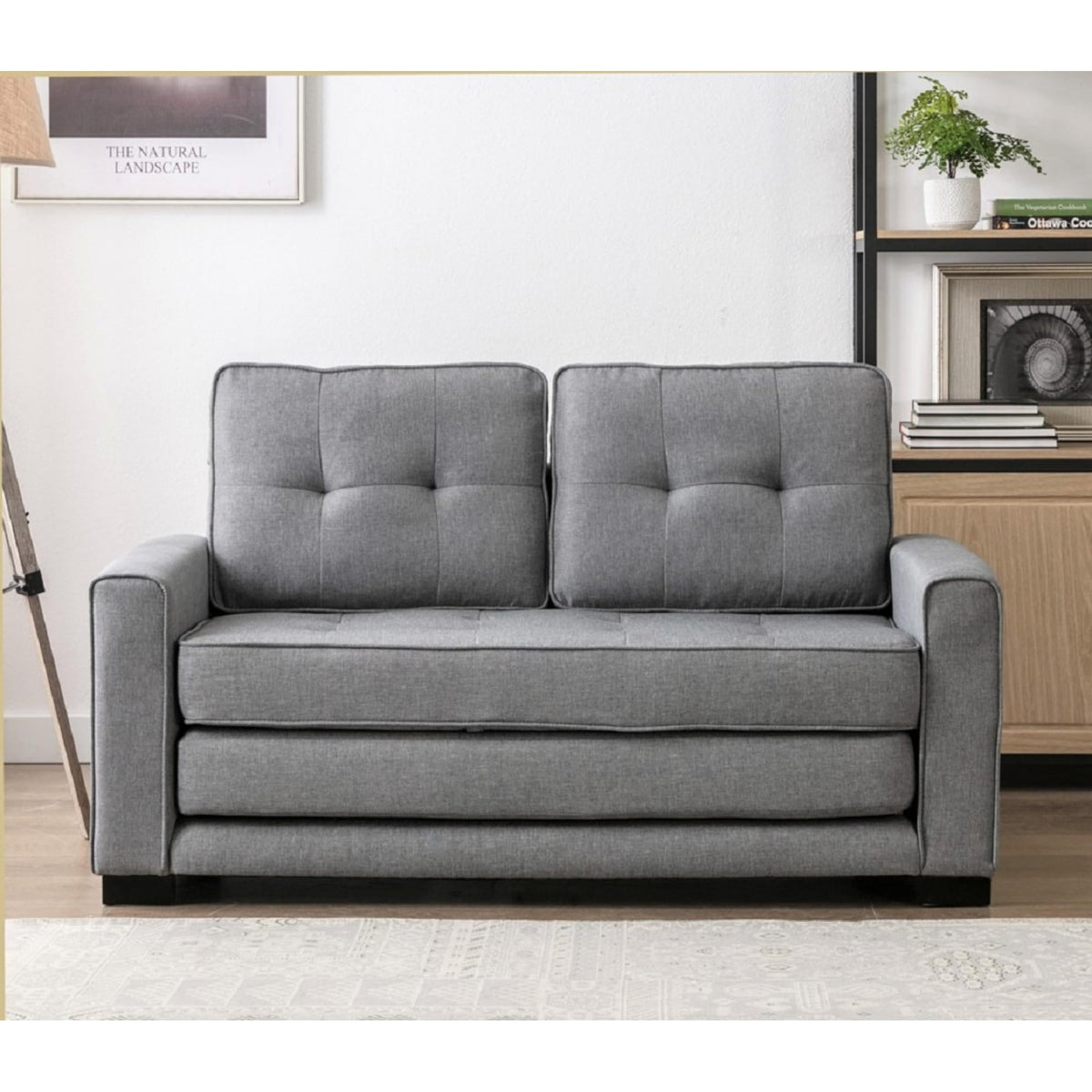 58 Inch Light Gray Upholstered Sleeper Sofa Bed U20389