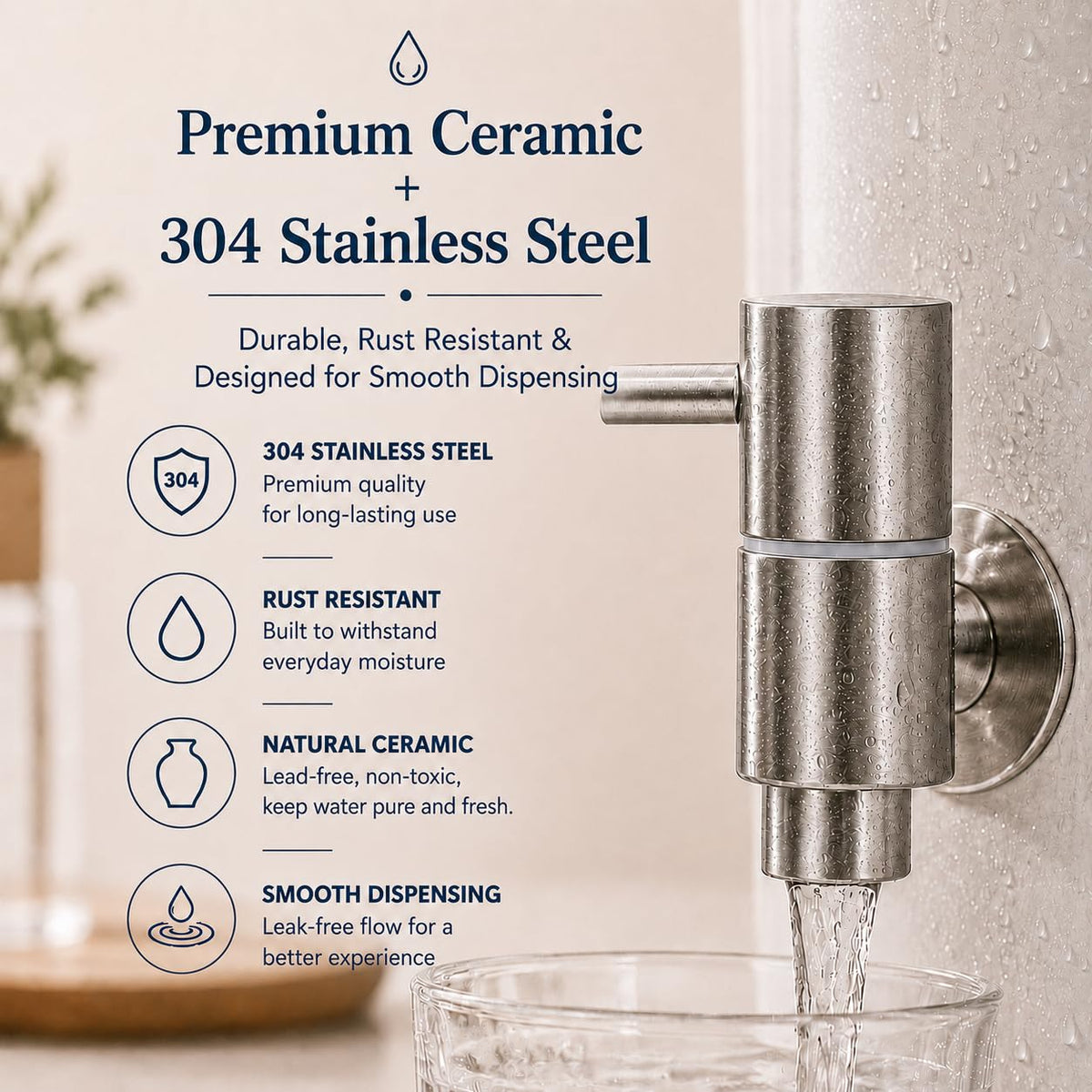 Ceramic Crock Water Dispenser with Stainless Faucet D14192