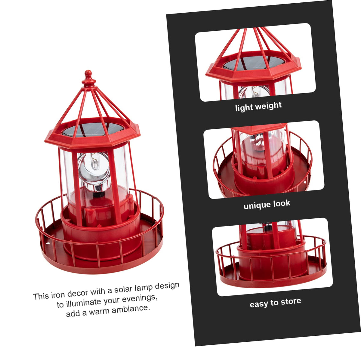 Solar Powered Rotating Lighthouse Garden Light V746676