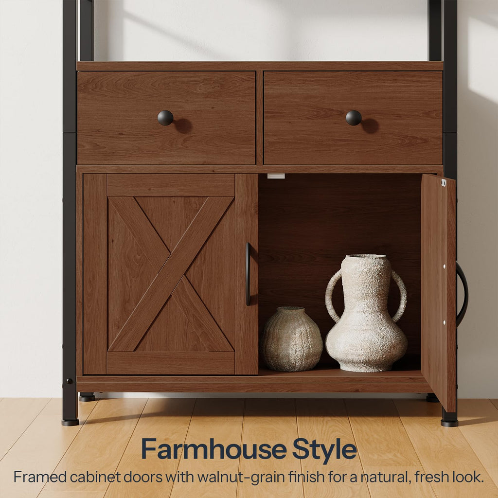 Wooden and Metal Bookshelf with Doors and Drawers Y938