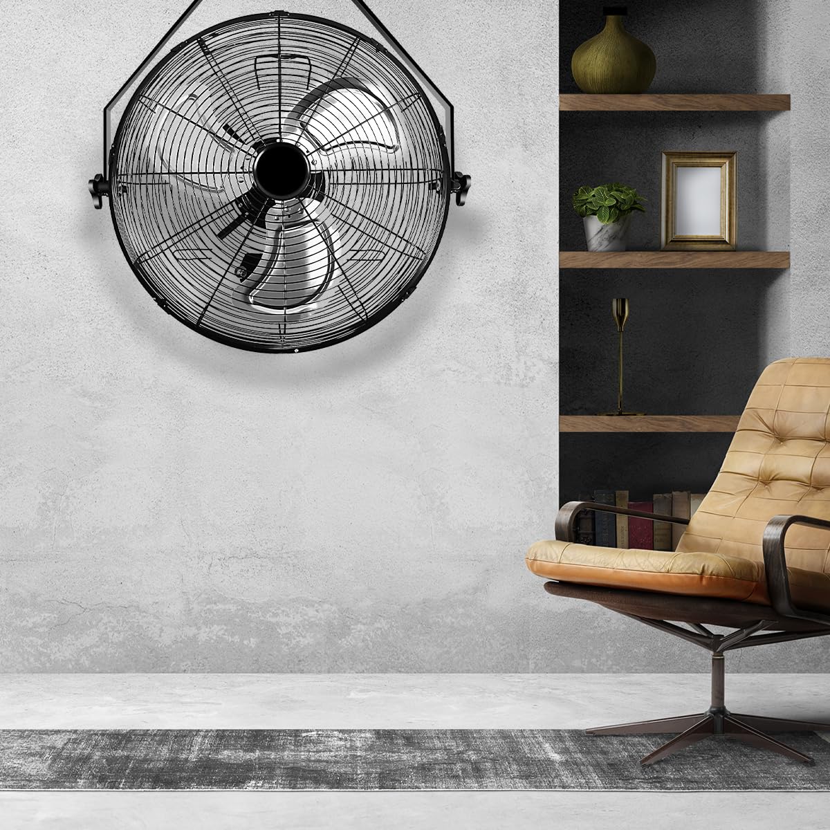 Black Industrial Metal Floor Fan K546310