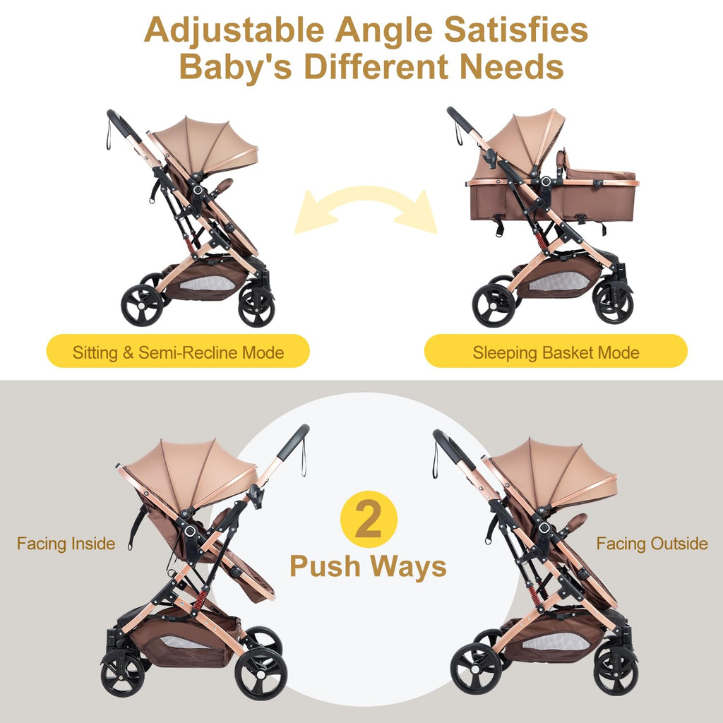2 in 1 Foldable Baby Stroller with Adjustable Canopy W225