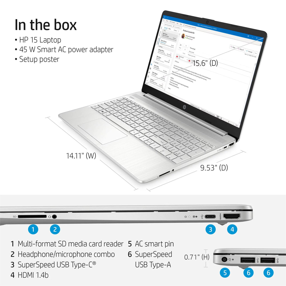 15.6" FHD Windows 11 Pro Laptop, Intel Core i5, 16GB RAM 256GB SSD K180