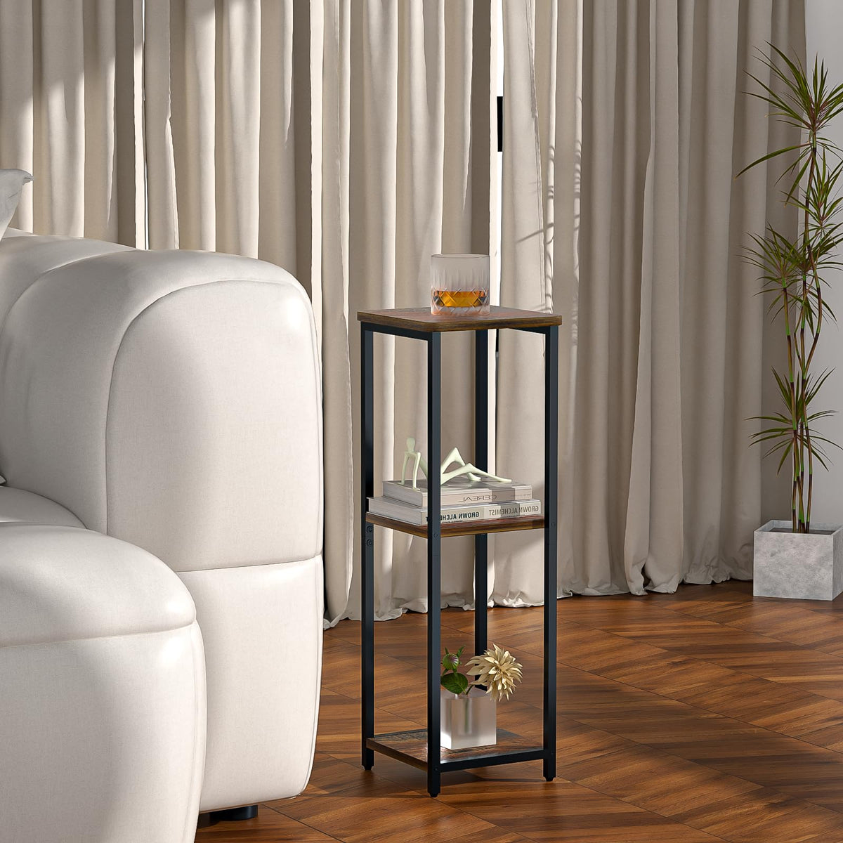 10" Wide Square 3-Tier Drink Table with Adjustable Feet H851444