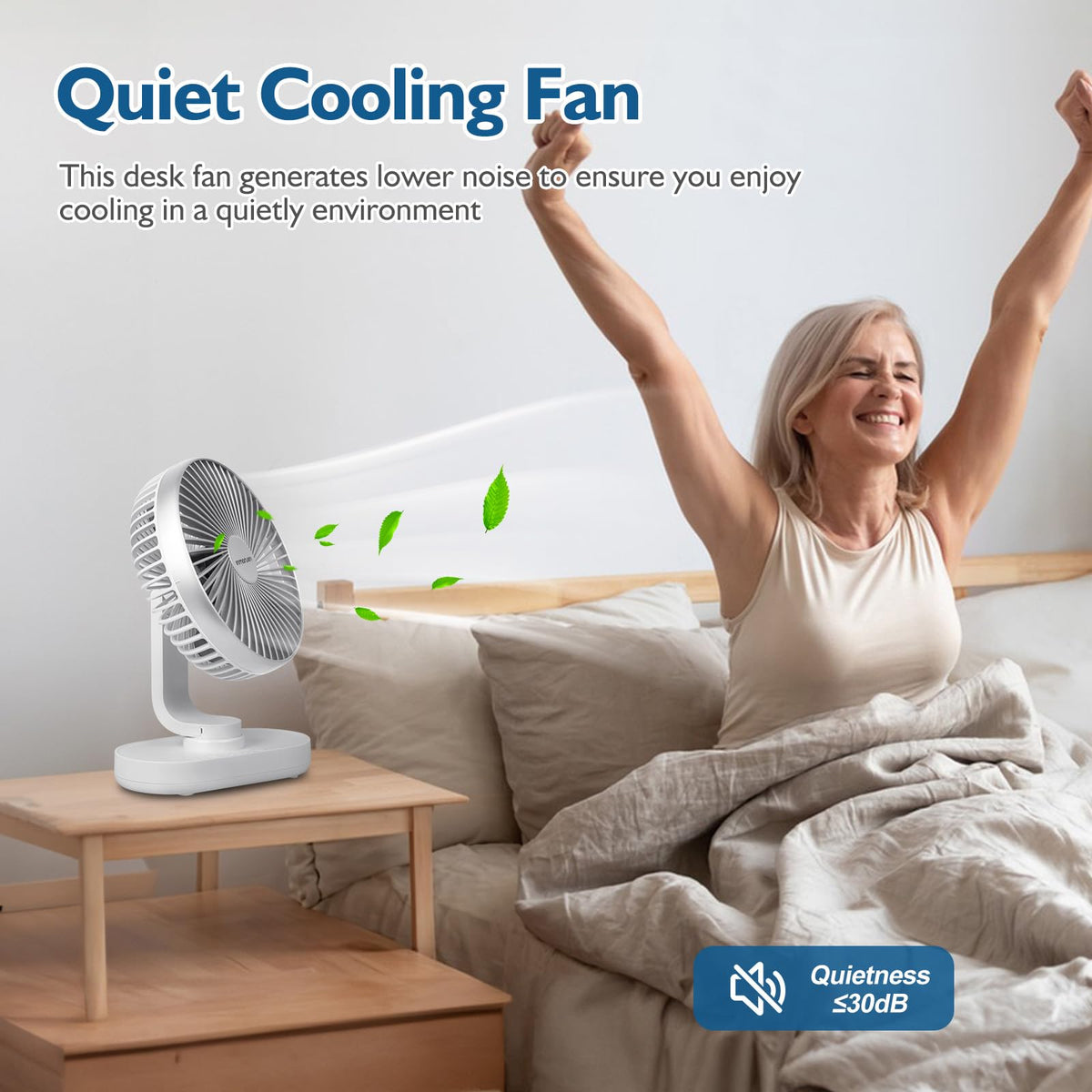 4000mAh Rechargeable Oscillating Desk Fan White V6358