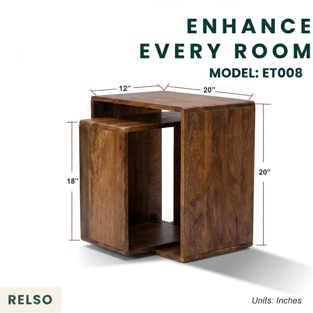 Sheesham Wood Nesting Tables Set of 2 H695
