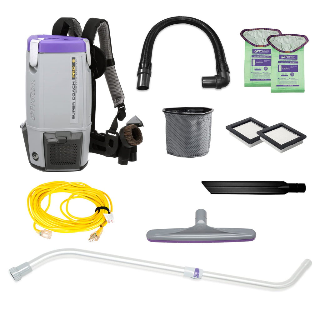 6 Quart Corded Backpack Vacuum with Telescoping Wand Tool Kit Y186752