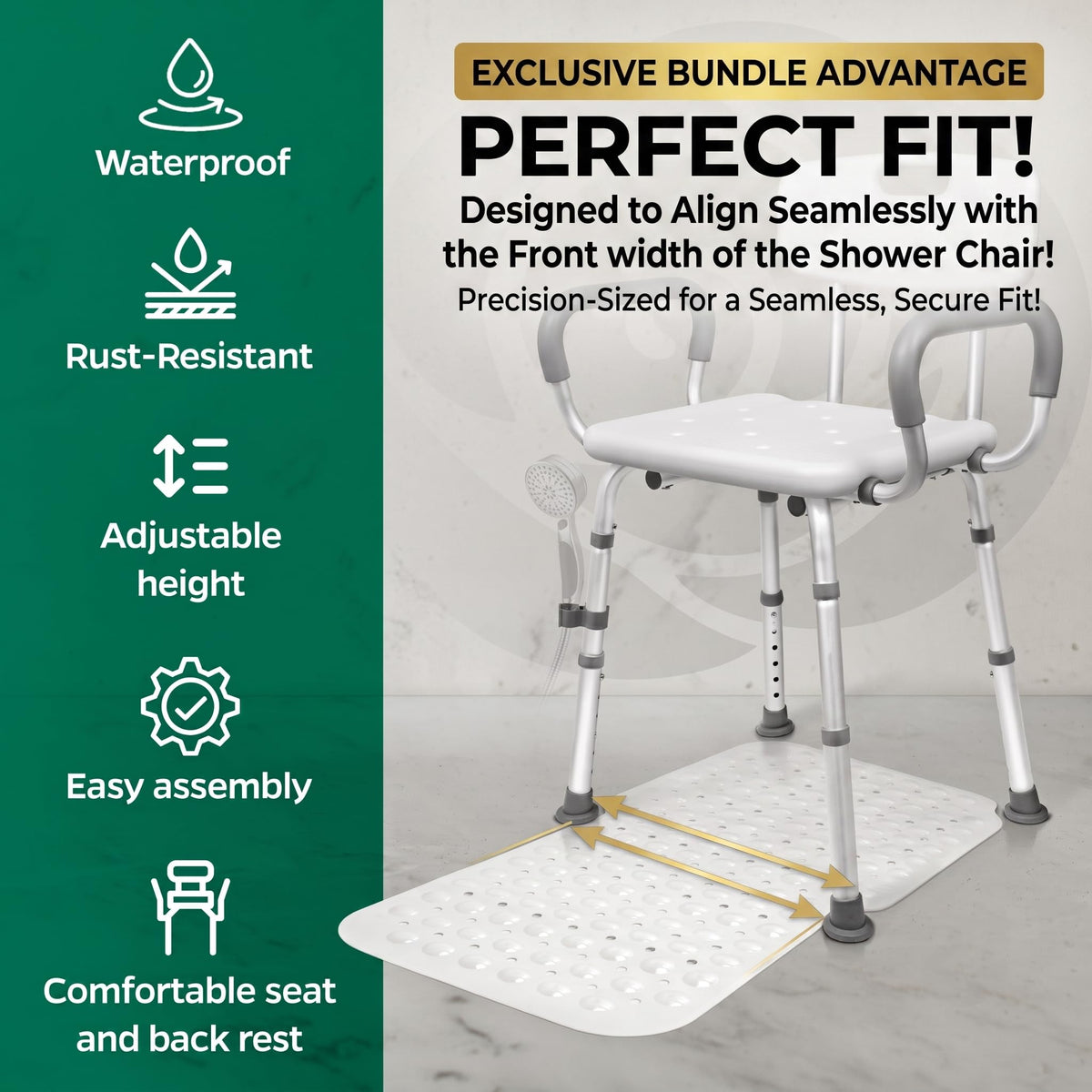 Adjustable Shower Chair with Mat W84097