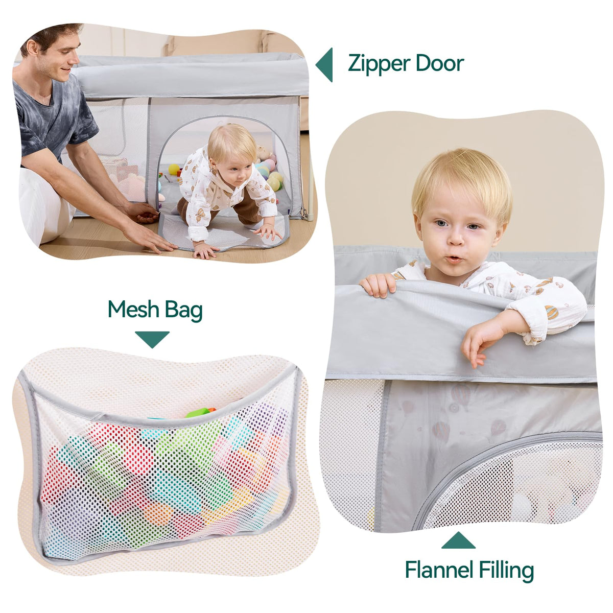 Foldable Baby Playpen with Mat A55196