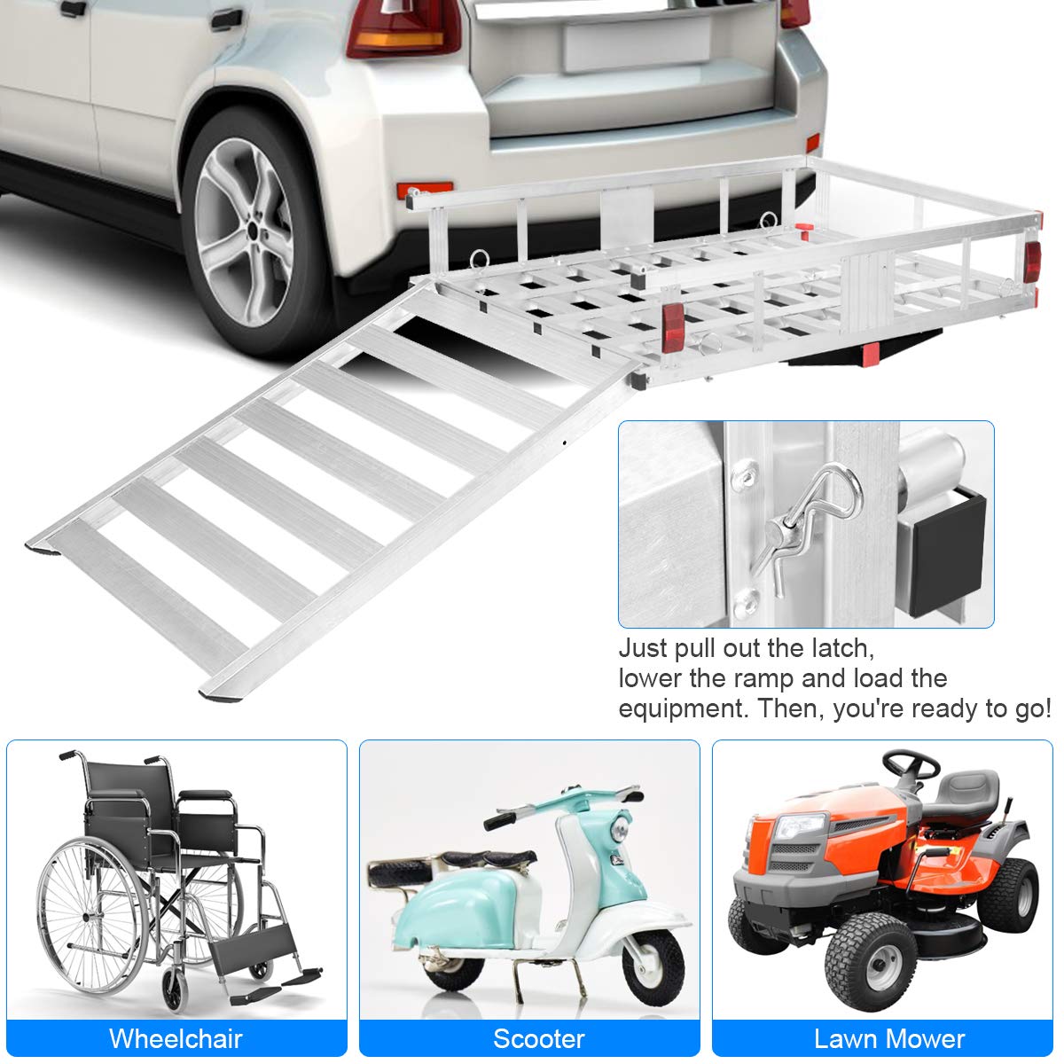 50"x 29.5" Aluminum Hitch Cargo Carrier with Ramp G61660