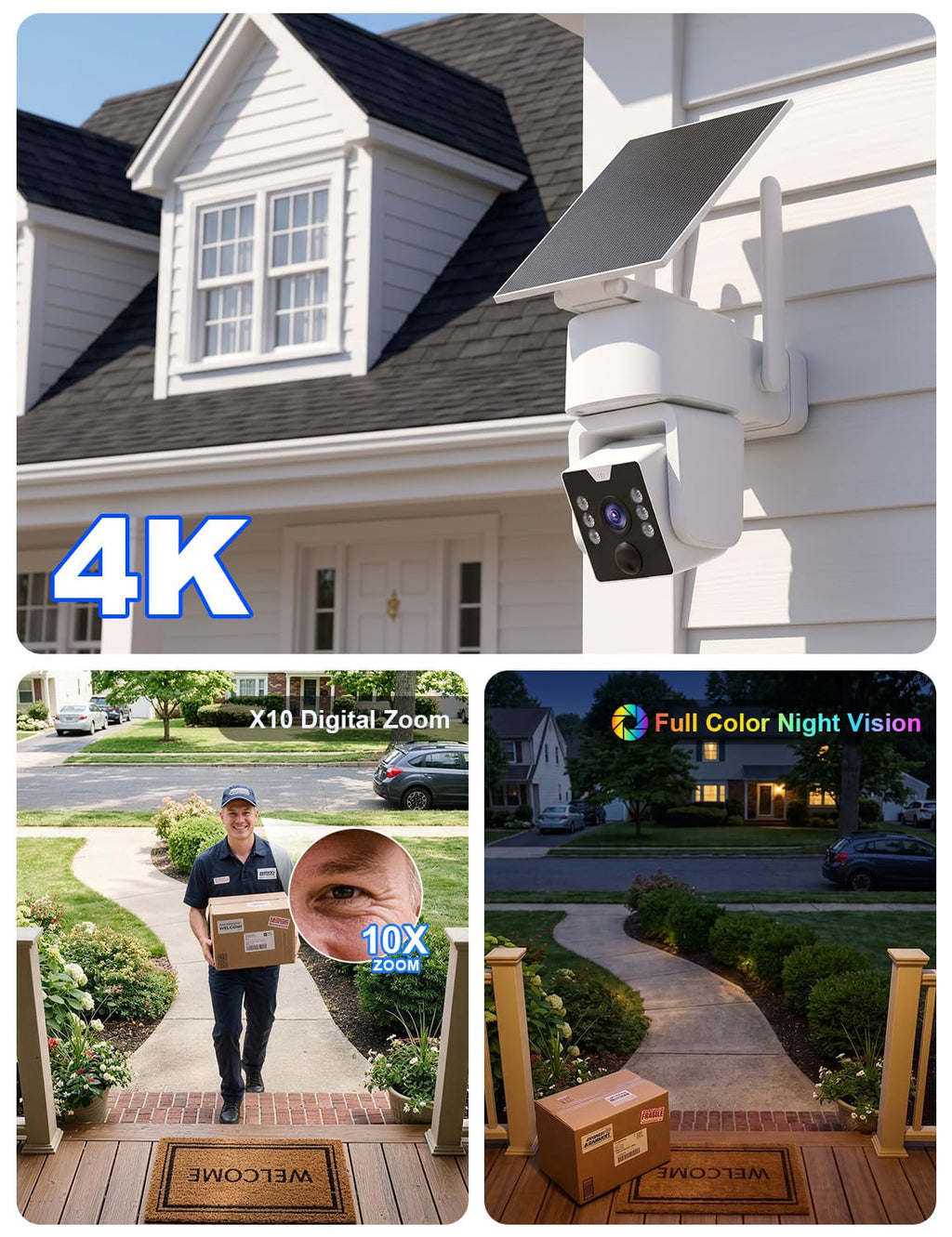 Wireless Outdoor Security Camera System, 4MP, 4 Cam-Kit, Color Night Vision U90355