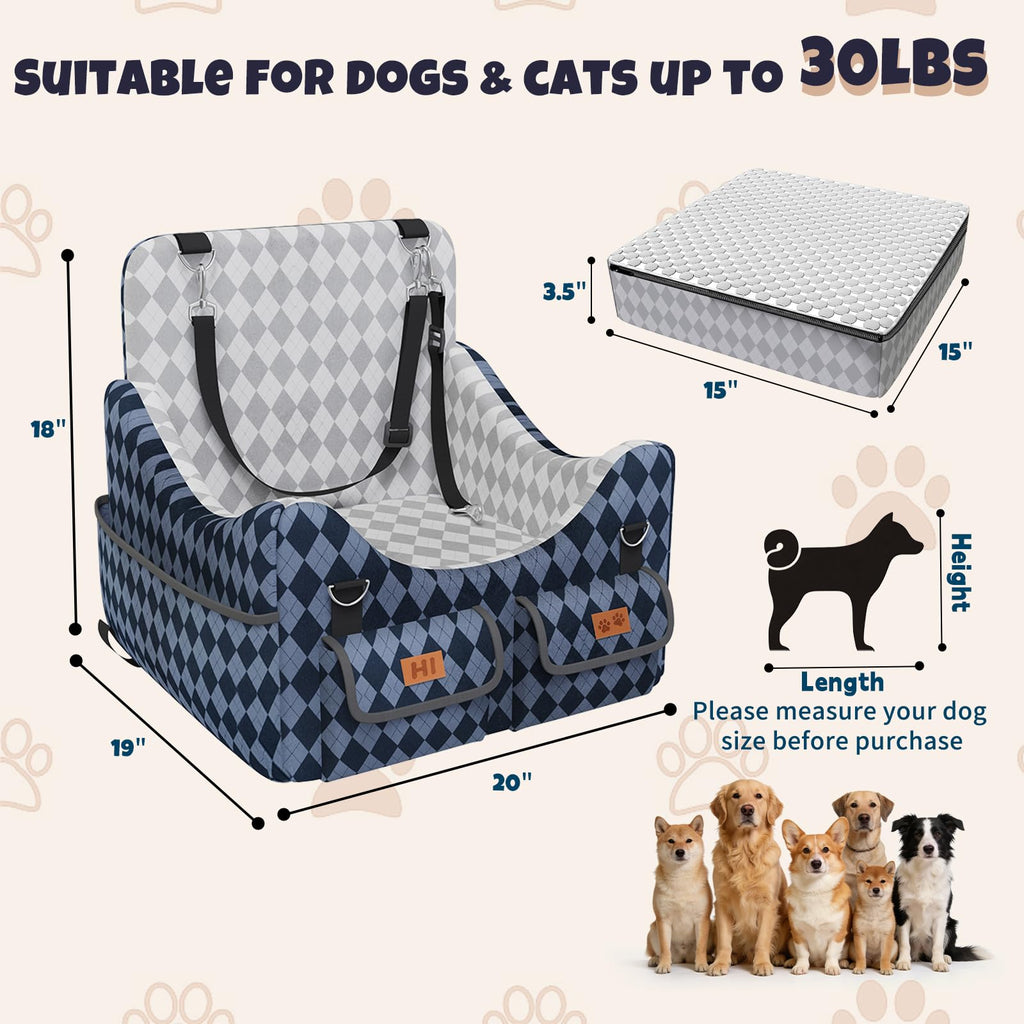 Memory Foam Dog Booster Seat with Safety Belt D64282