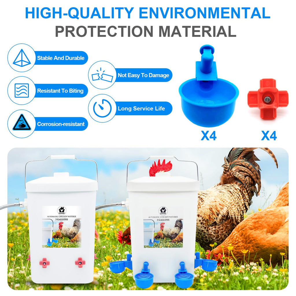 3 Gallons Automatic Poultry Waterer with Hose Attachment V206