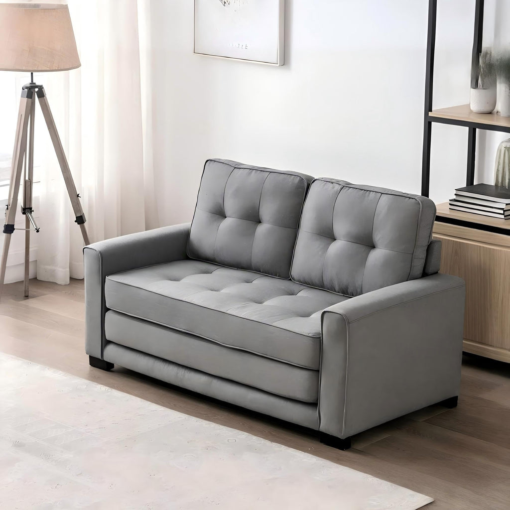58 Inch Light Gray Upholstered Sleeper Sofa Bed U20389