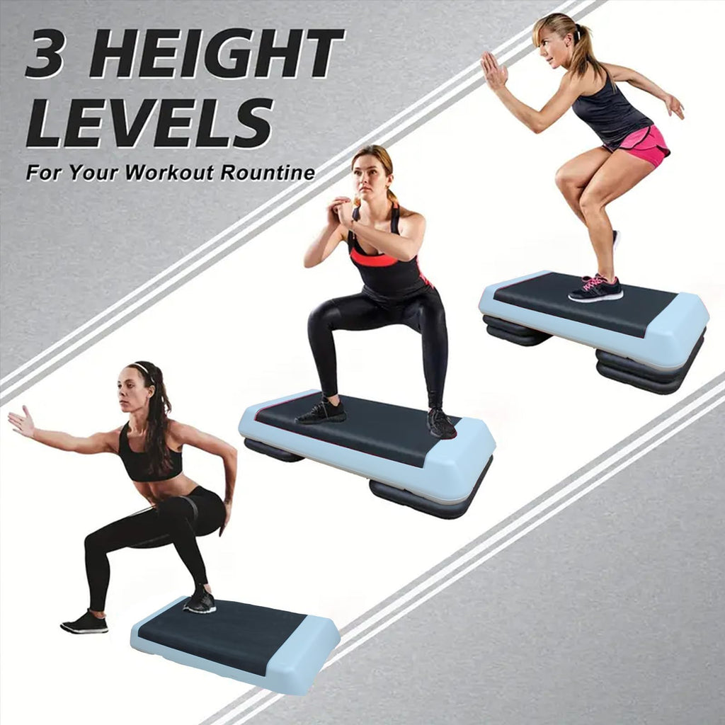 Adjustable Aerobic Exercise Step Platform with 2/4 Stackable Risers N690270