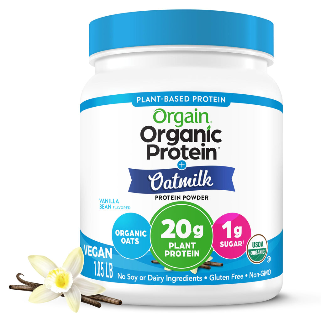 Organic Vegan Protein Powder + Oat Milk, Vanilla Bean, 20g Plant Based Protein, 1.05lb F570814