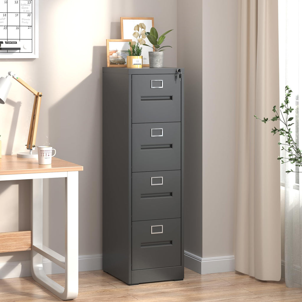 Black 4 Drawer Steel File Cabinet with Lock S41505
