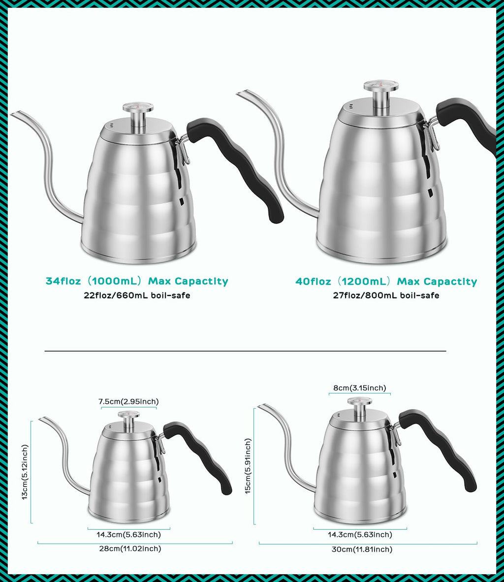 40oz Stainless Steel Gooseneck Kettle and 14oz Pour Over Coffee Maker K13877