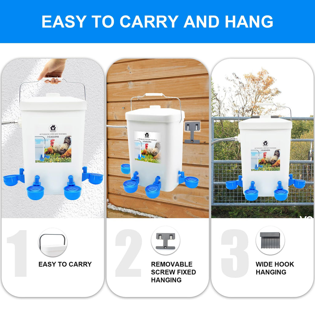 3 Gallons Automatic Poultry Waterer with Hose Attachment V206