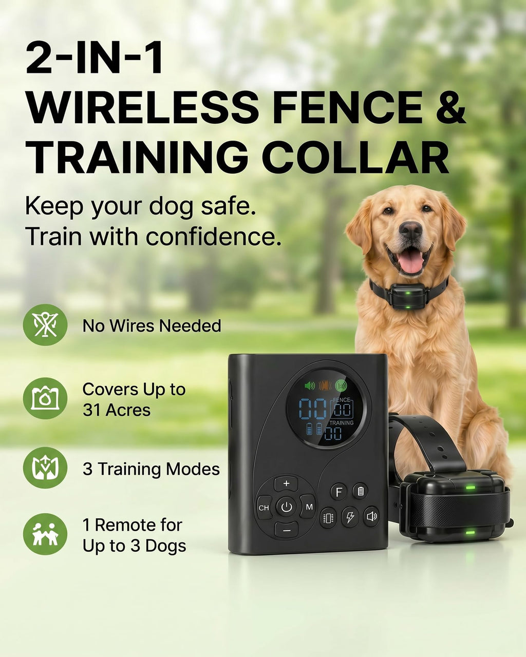 Wireless Dog Fence with Remote Collar L9716
