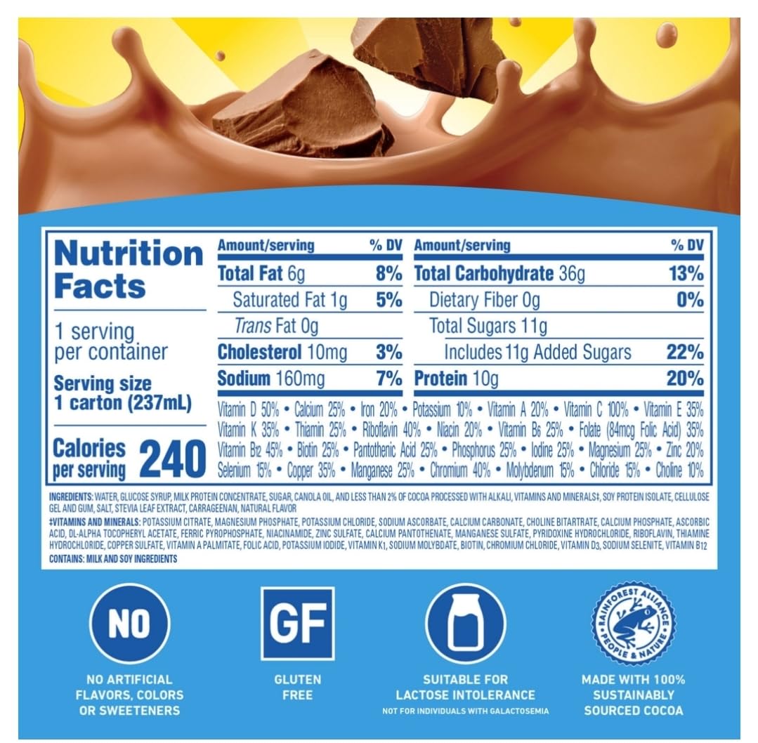 High-Protein Nutritional Shakes Milk Chocolate 8 fl oz 24 Ct G662558