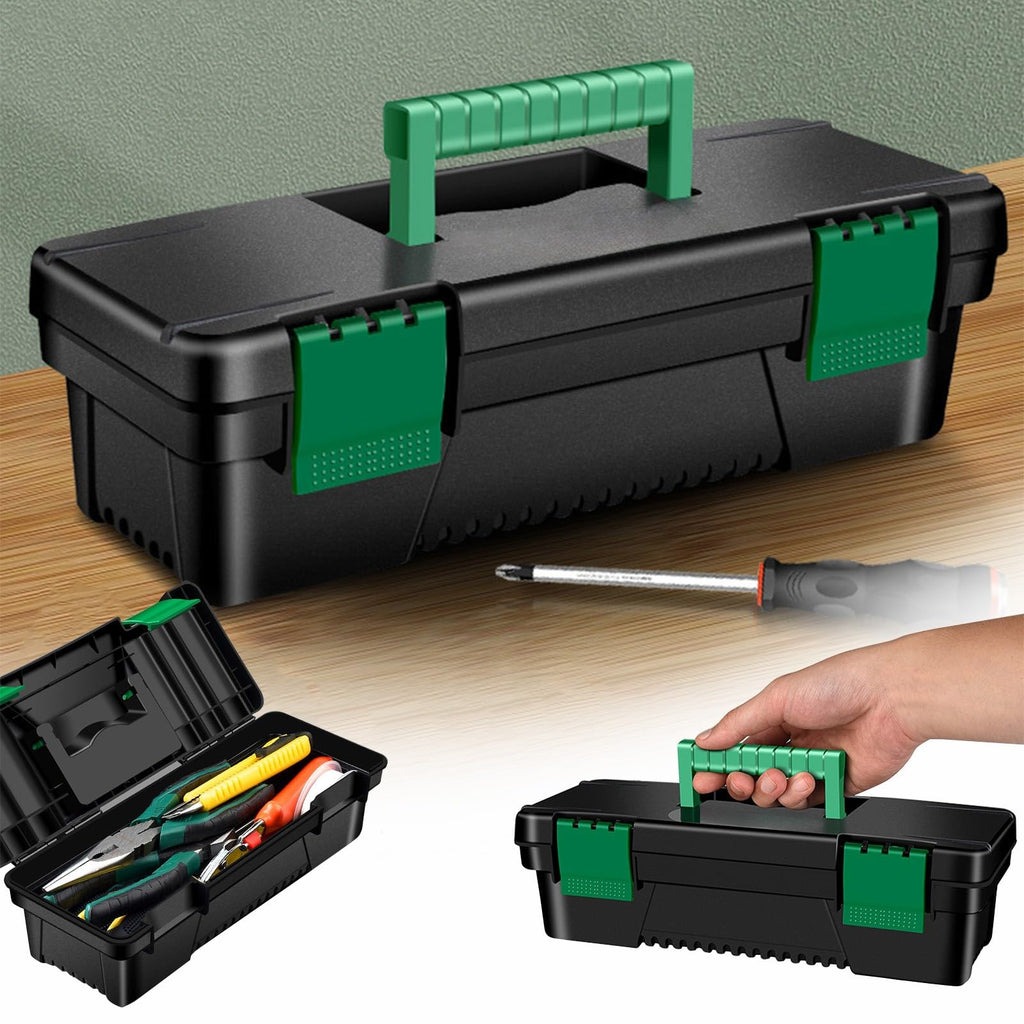 10-Inch Plastic Toolbox with Removable Tray and Double Lock D377