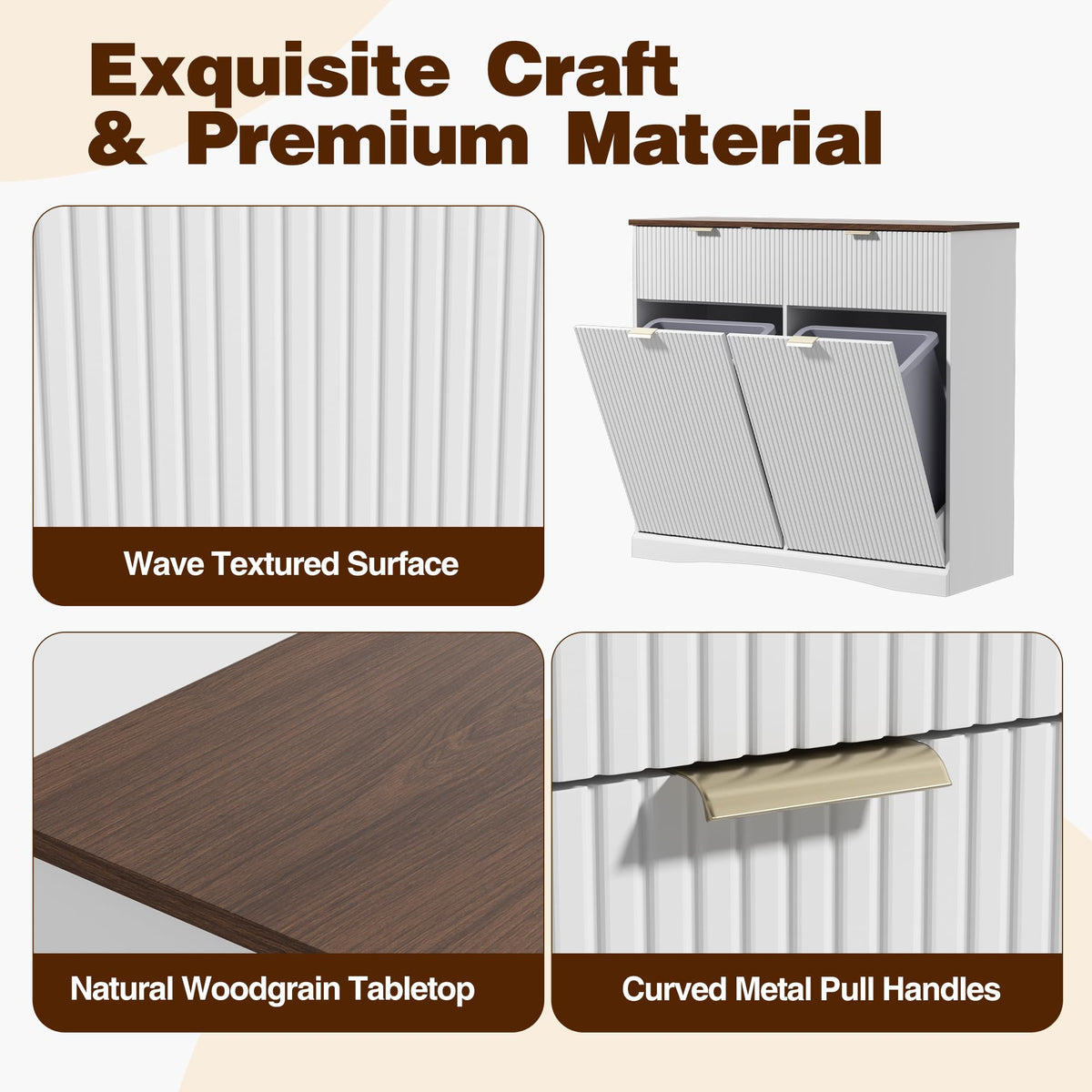 White and Dark Walnut Tilt Out Trash Cabinet G56198