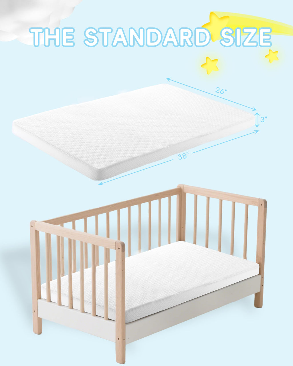 Pack and Play Mattress 38"x26" with Waterproof Washable Cover A858495