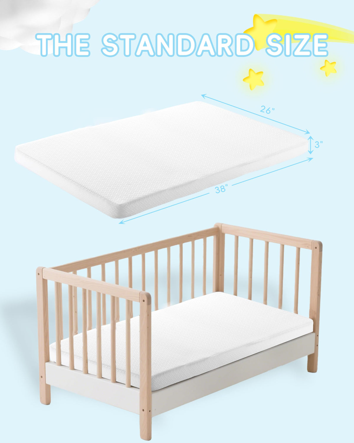 Pack and Play Mattress 38"x26" with Waterproof Washable Cover A858495