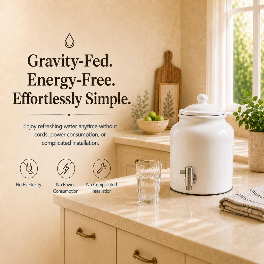 Ceramic Crock Water Dispenser with Stainless Faucet D14192