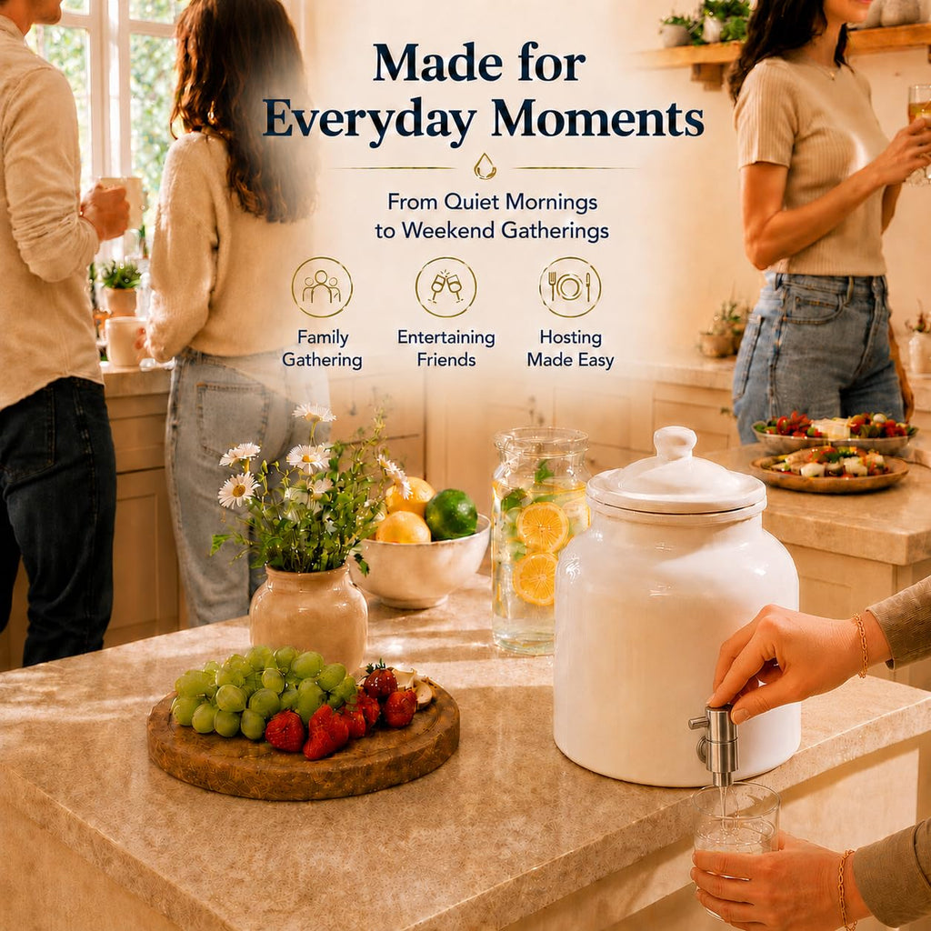 Ceramic Crock Water Dispenser with Stainless Faucet D14192