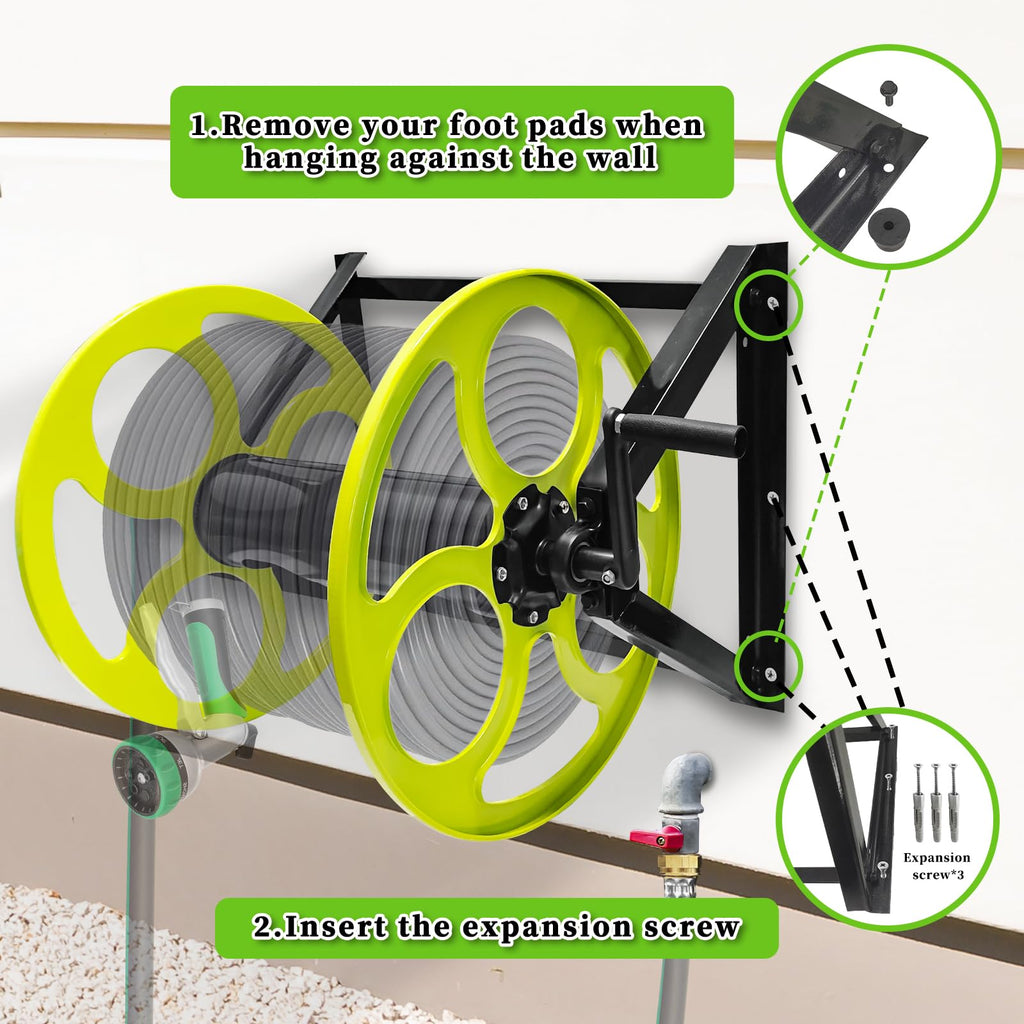 Wall Mount Garden Hose Reel 400FT K1949