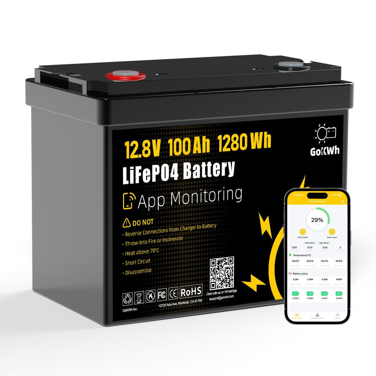 12V 100Ah LiFePO4 Lithium Battery O243