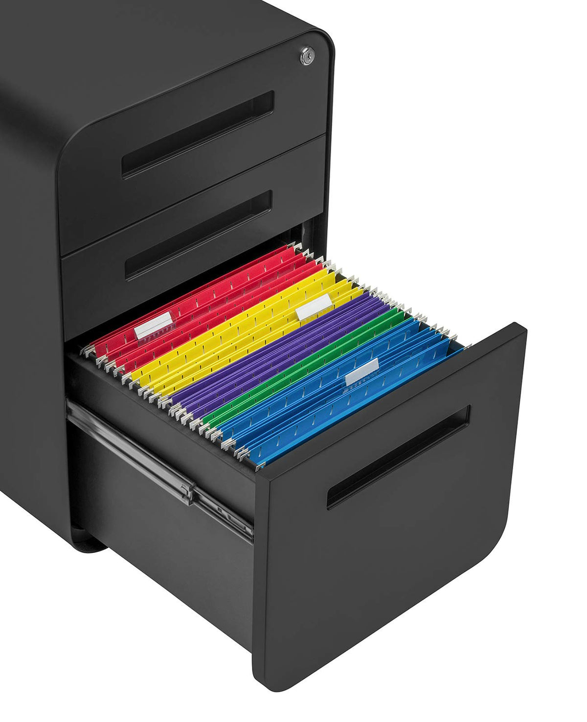 3 Drawer Black Metal File Cabinet with Lock C59026