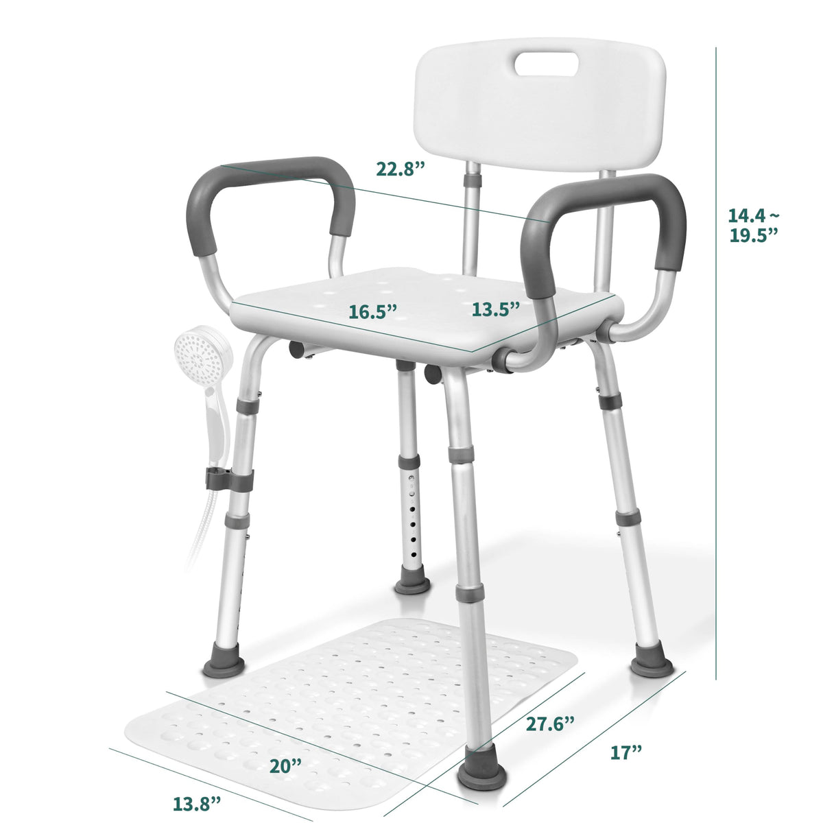 Adjustable Shower Chair with Mat W84097
