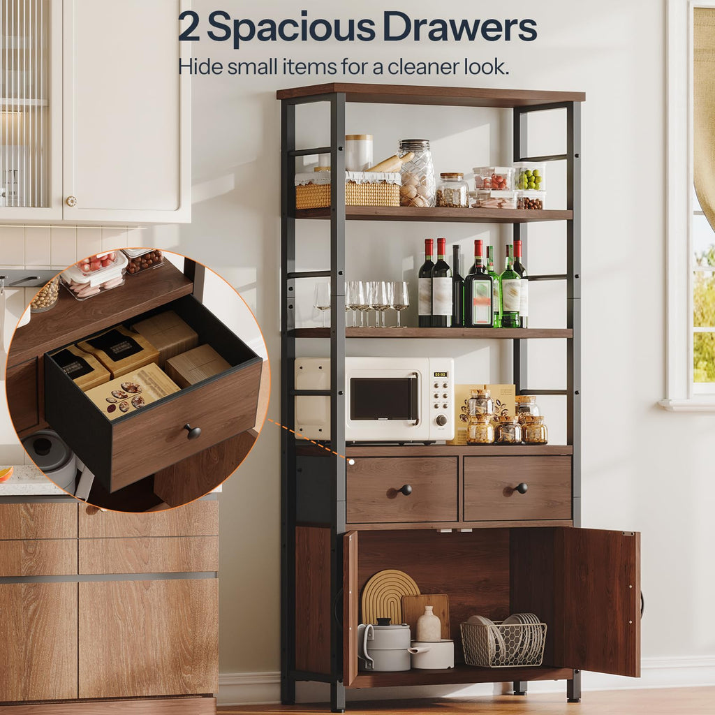 Wooden and Metal Bookshelf with Doors and Drawers Y938