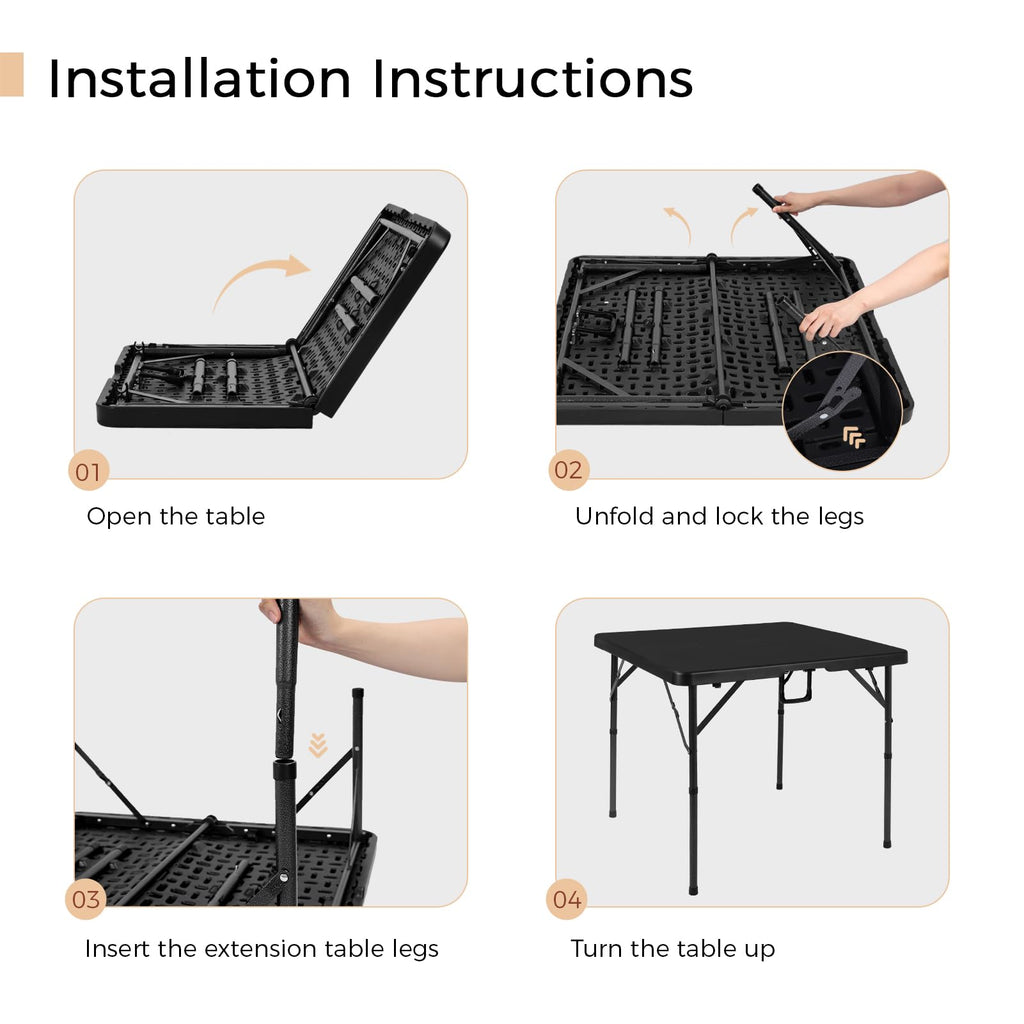 34" Black Folding Card Table U641994