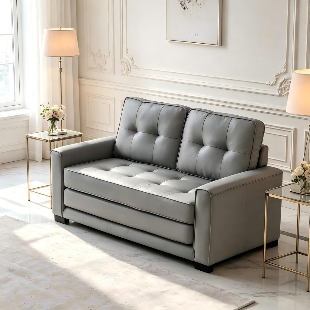 58 Inch Light Gray Upholstered Sleeper Sofa Bed U20389