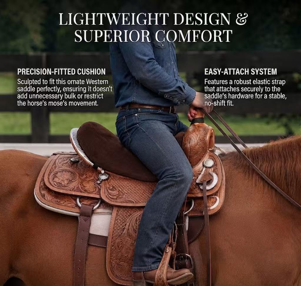 Brown Short Plush Horse Saddle Seat Cushion X50532