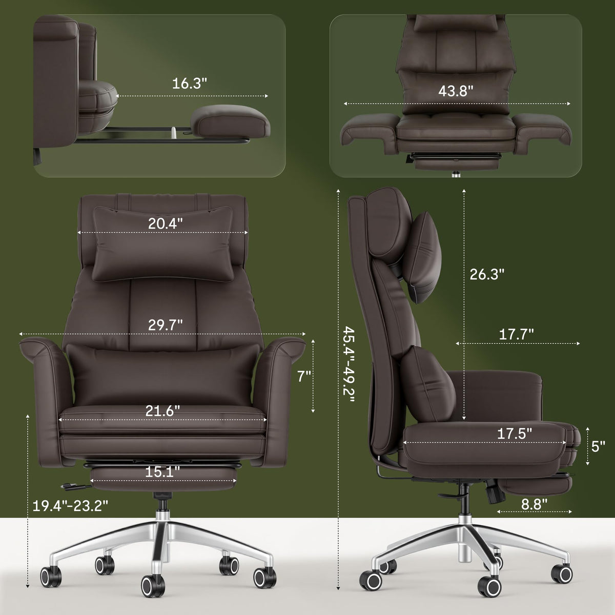 Oversized Brown Convertible Office Chair J543