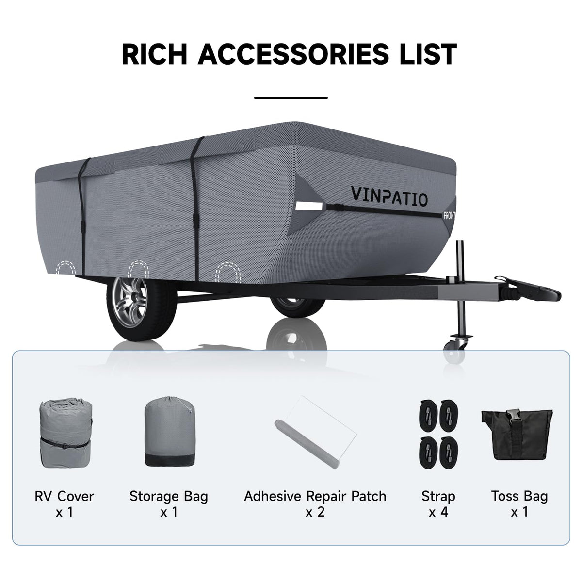 Waterproof Anti-UV Pop Up Camper Cover Fits 14'-16' Trailers T238224